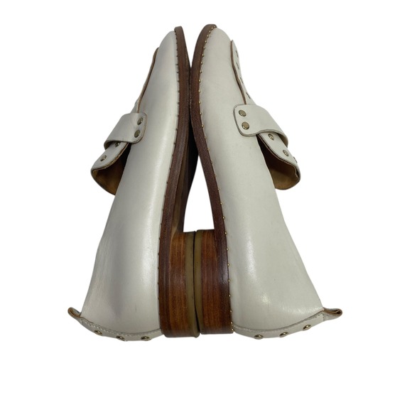 Womens Joie White Leather Studded Loafer Flats Shoes Pointed 39.5 Slip On Casual - Picture 7 of 9